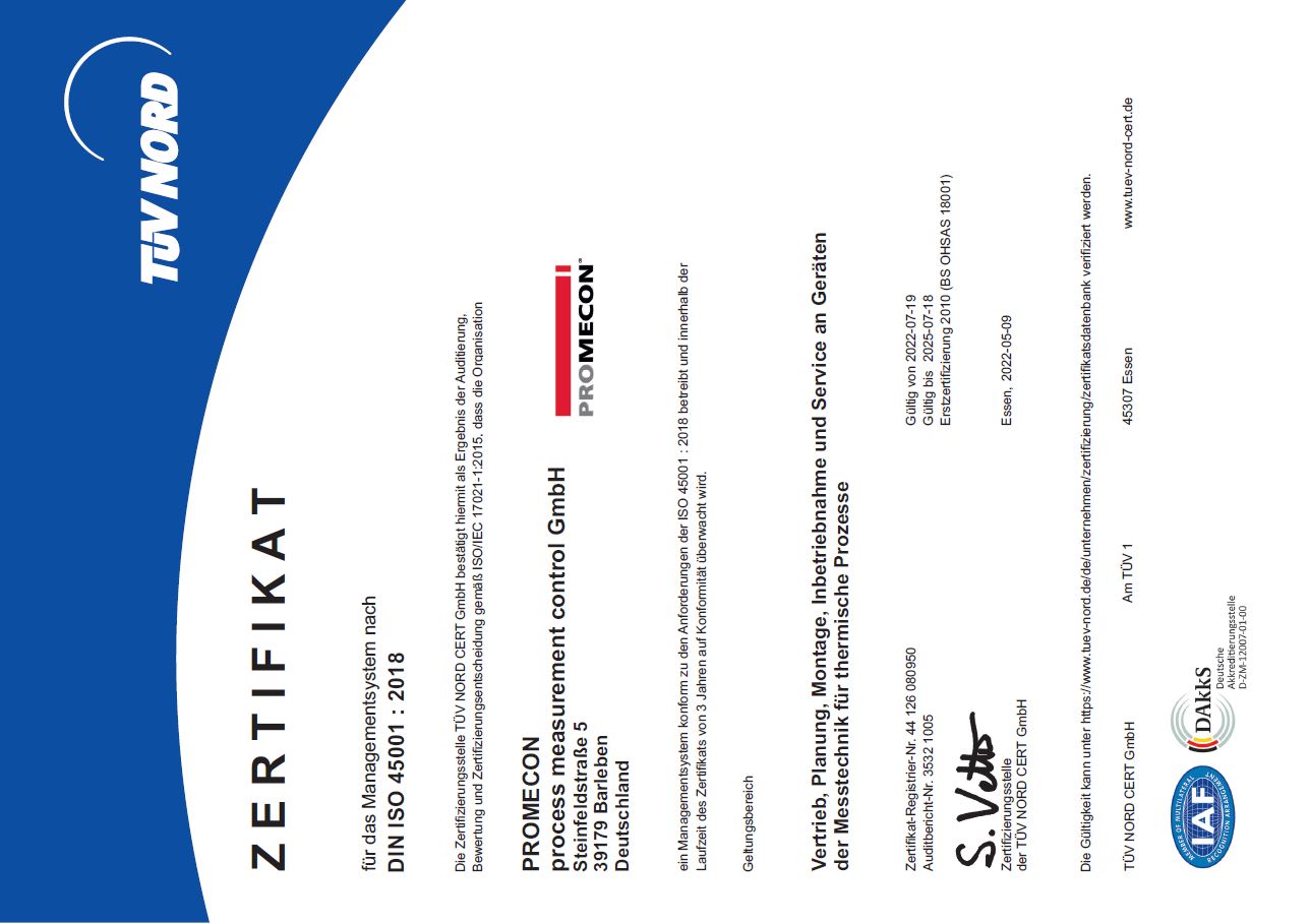 Zertifizierung nach ISO 45001 : 2018